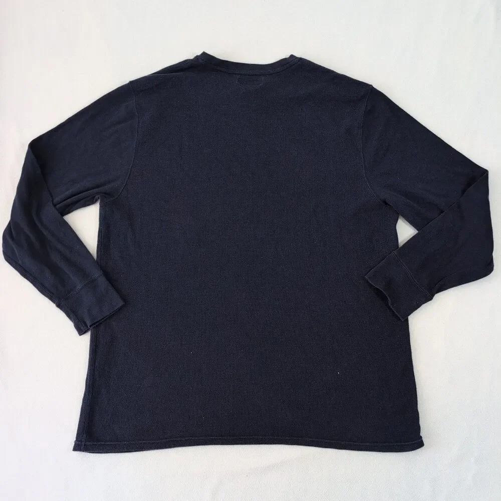Lot of 2 Polo Ralph Lauren Mens XXL Thermal Waffle Knit Long Shirts Blue Gray